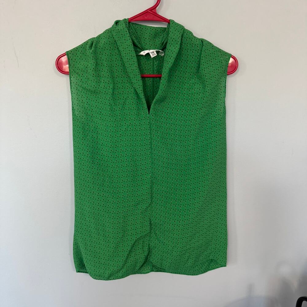CAbi Green Printed Sleeveless Dressy Tank Top Women's Size XS 55% Silk Blend